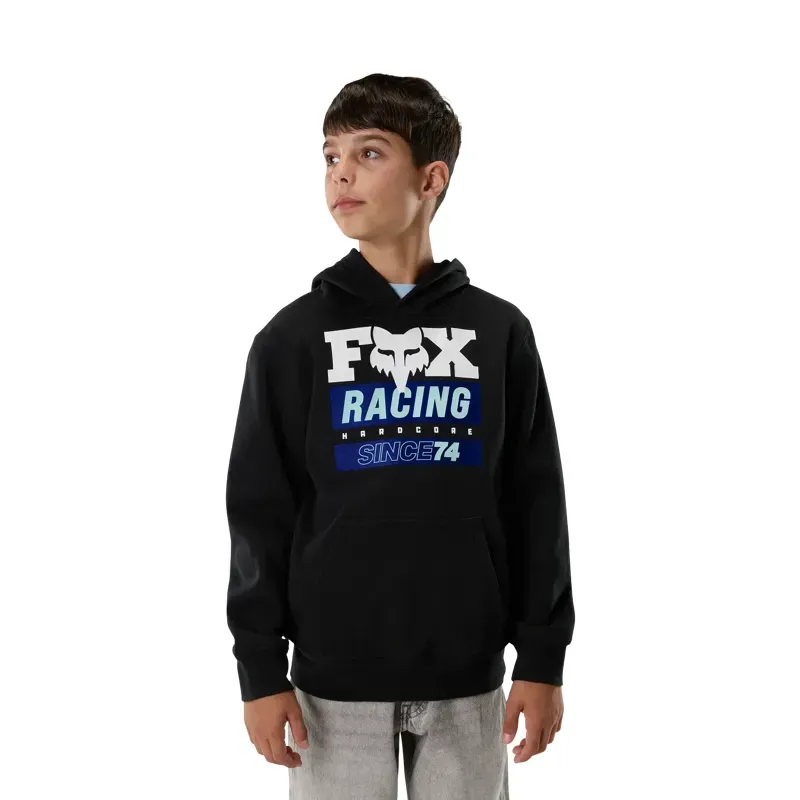 Fox Youth Since 74 Fleece Pullover Hoodie in Black-2