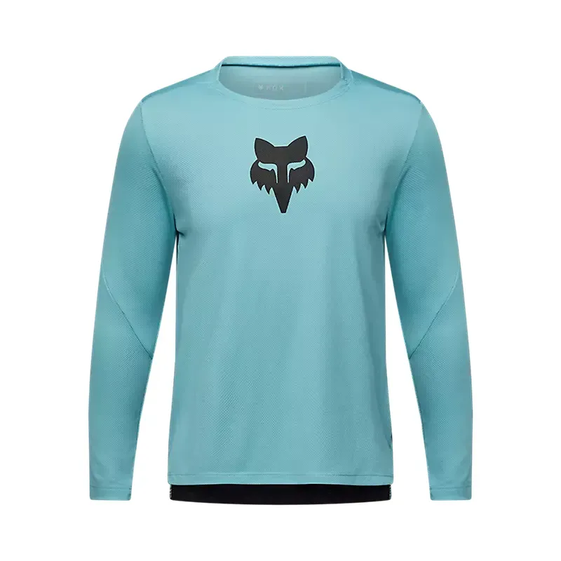 Fox Youth Ranger Fox Head Long Sleeve Jersey in Vintage Wash Blue