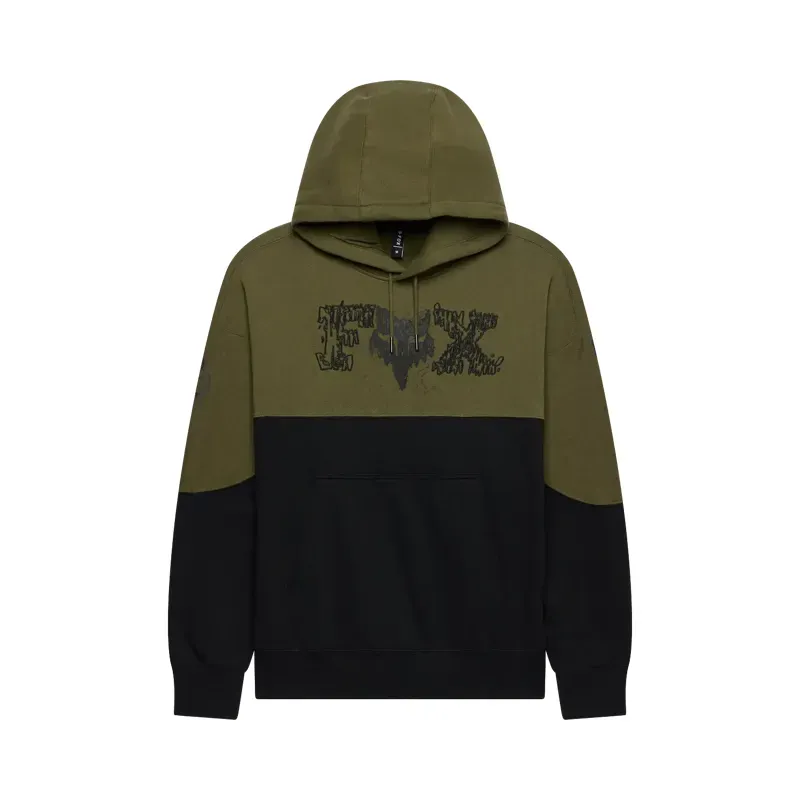Fox Abyss Fleece Pullover Hoodie in Olive Green