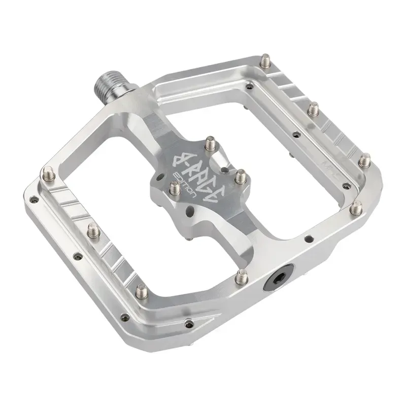 Burgtec Penthouse MK5 B-Rage Edition 9/16-inch Flat Pedals in Rhodium Silver