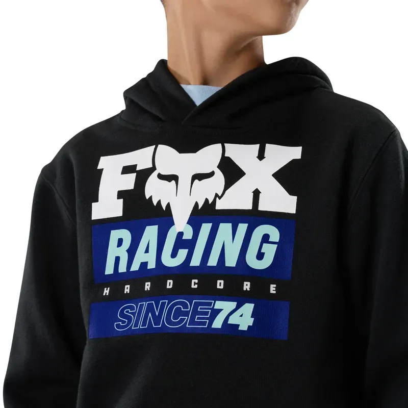 Fox Youth Since 74 Fleece Pullover Hoodie in Black-4