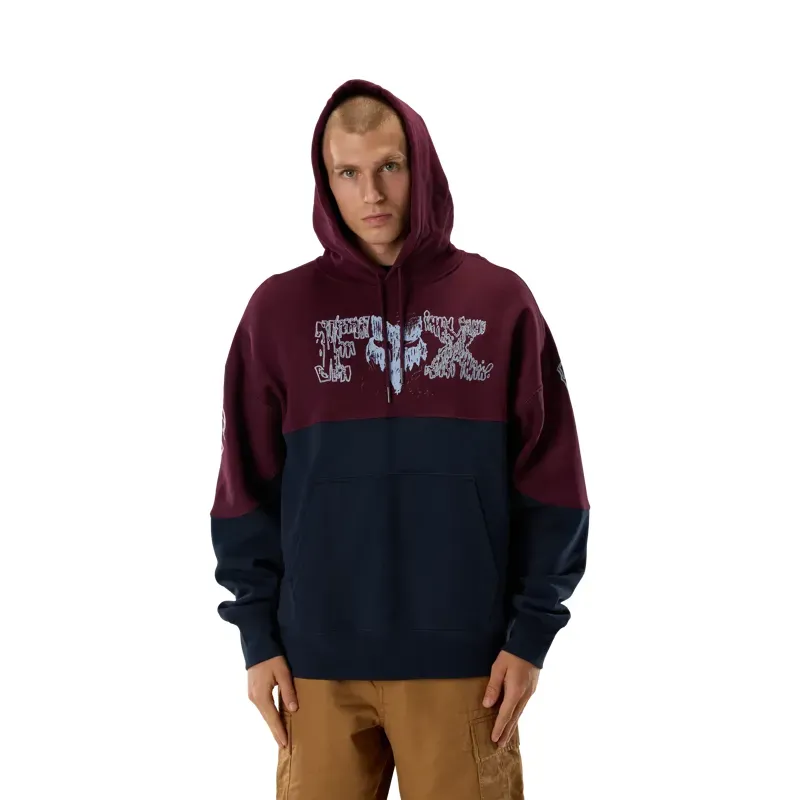 Fox Abyss Fleece Pullover Hoodie in Dark Maroon-3