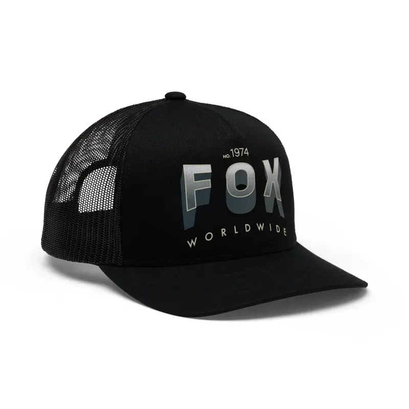 Fox Block Mesh Trucker Hat in Black