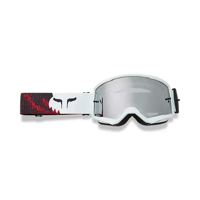 Fox Main Kairos Mirrored Lens Goggles in White/Fluorescent Red