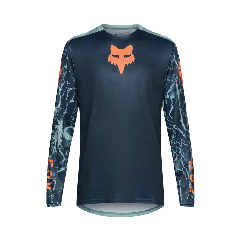 Fox Ranger Image Print Long Sleeve Jersey in Arctic Blue