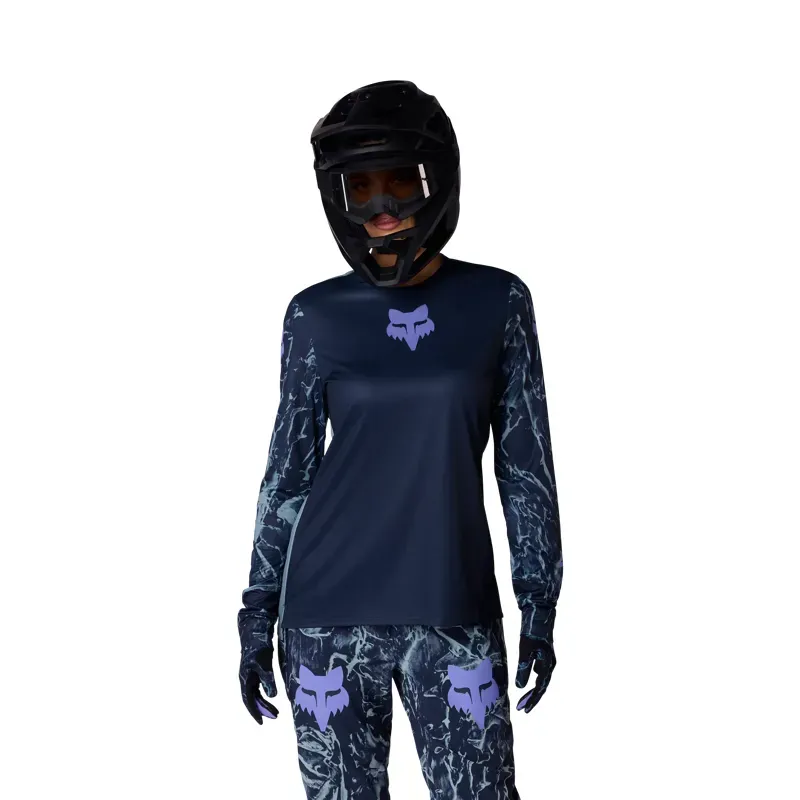 Fox Women's Ranger Image Print Long Sleeve Jersey in Arctic Blue-2