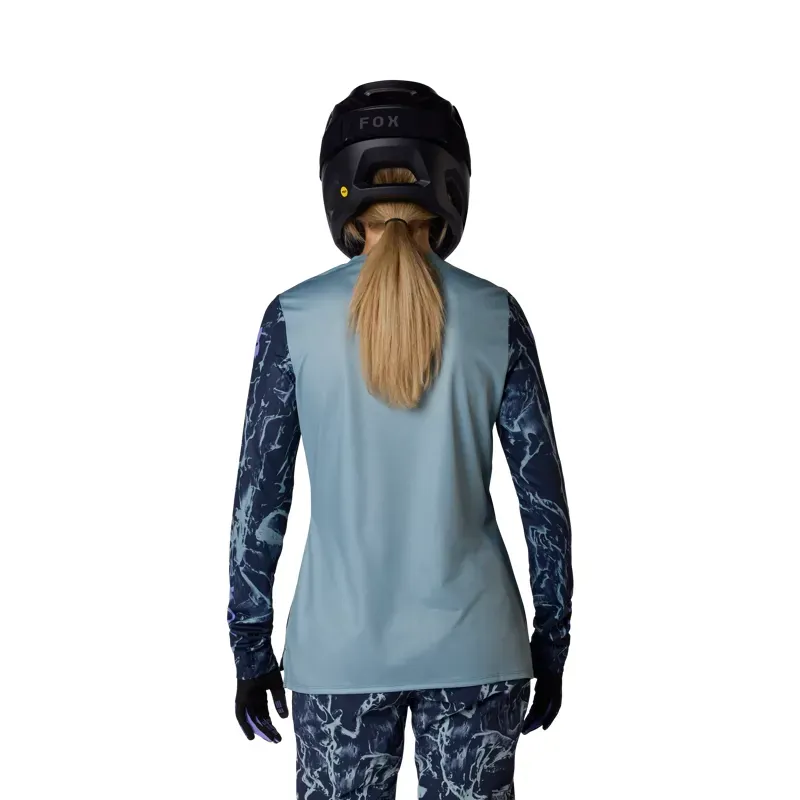 Fox Women's Ranger Image Print Long Sleeve Jersey in Arctic Blue-3