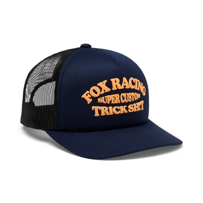 Fox Trick Mesh Trucker Hat in Midnight Blue