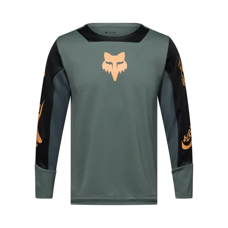 Fox Youth Defend Creation Long Sleeve Jersey in Sage Green