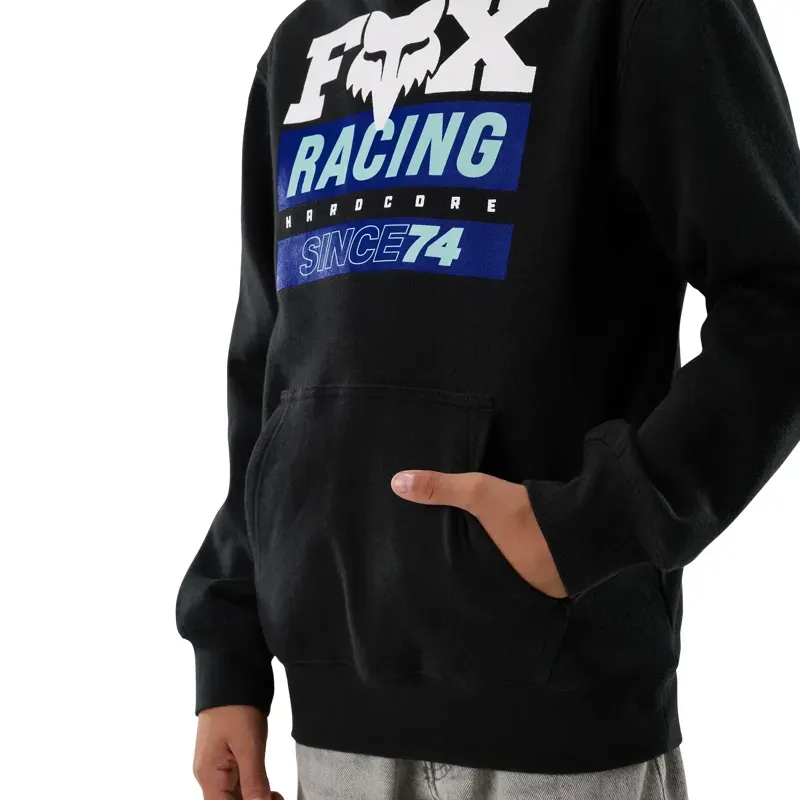 Fox Youth Since 74 Fleece Pullover Hoodie in Black-5