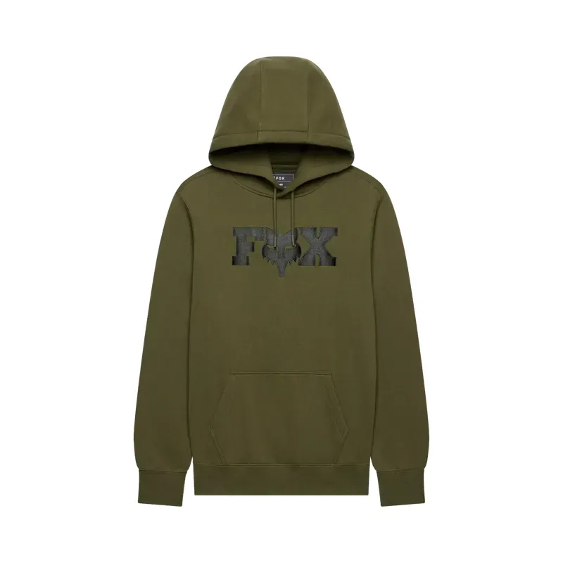 Fox F Head X Fleece Pullover Hoodie in Olive Green
