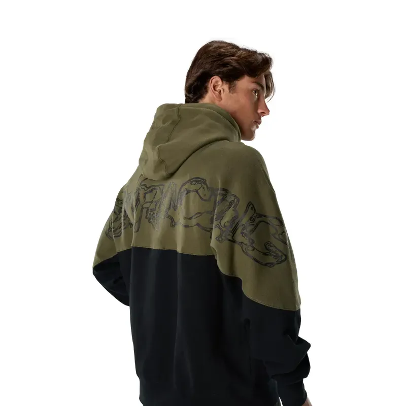 Fox Abyss Fleece Pullover Hoodie in Olive Green-3