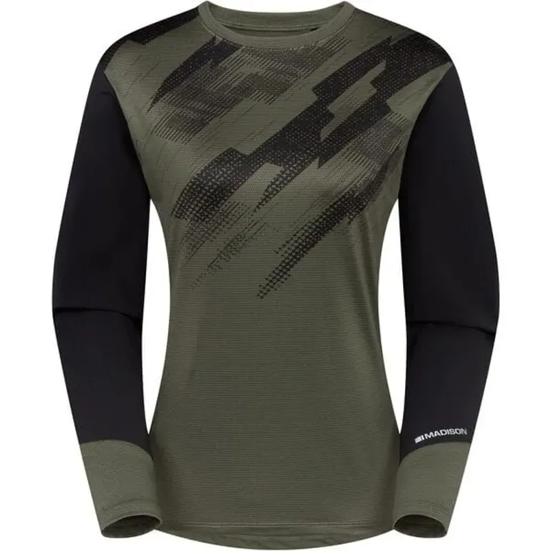 Madison Flux Women's Long Sleeve Trail Jersey In Midnight Green/Black