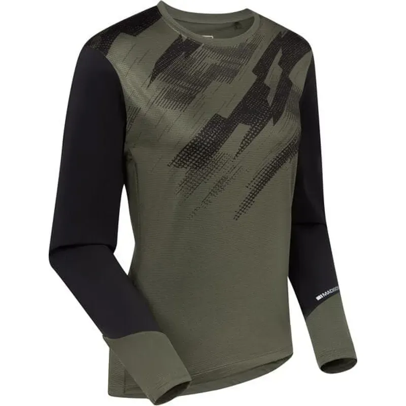 Madison Flux Women's Long Sleeve Trail Jersey In Midnight Green/Black-1
