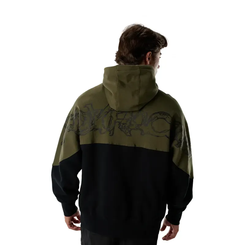 Fox Abyss Fleece Pullover Hoodie in Olive Green-4