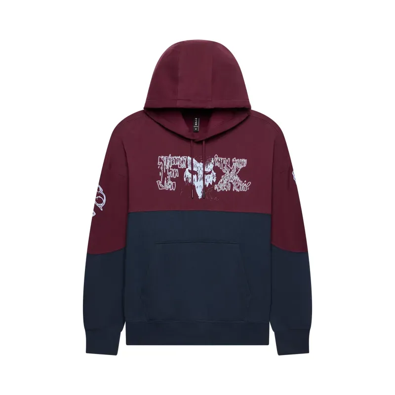Fox Abyss Fleece Pullover Hoodie in Dark Maroon
