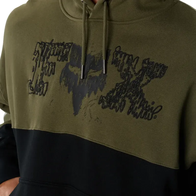 Fox Abyss Fleece Pullover Hoodie in Olive Green-5