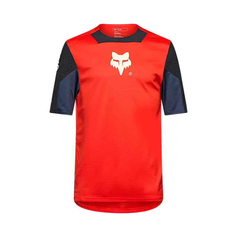 Fox Youth Defend Elevated Short-Sleeve Jersey in Fluorescent Red