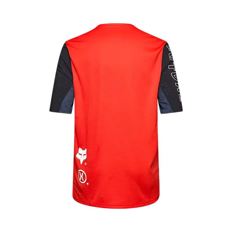 Fox Youth Defend Elevated Short-Sleeve Jersey in Fluorescent Red-1