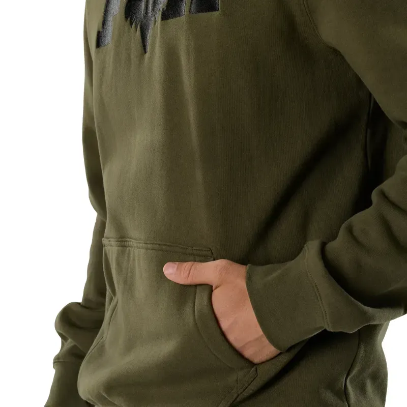 Fox F Head X Fleece Pullover Hoodie in Olive Green-4