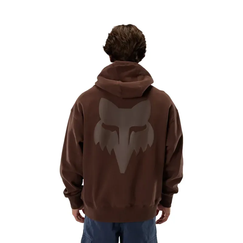 Fox Head Heavyweight Fleece Pullover Hoodie in Coffee-3