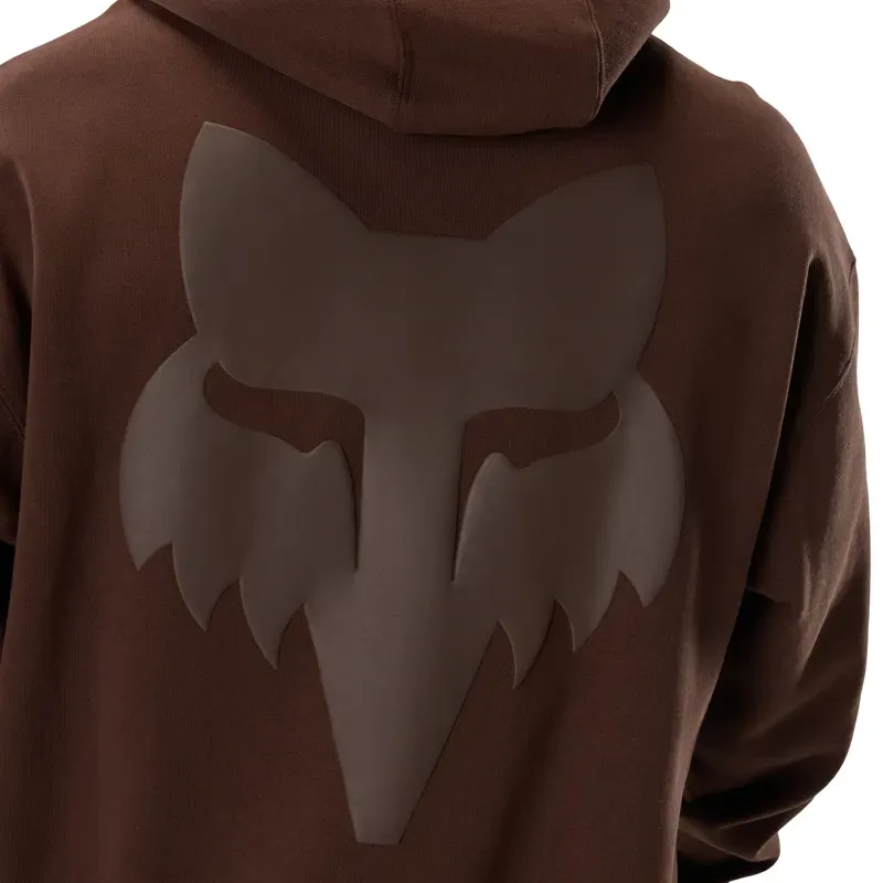Fox Head Heavyweight Fleece Pullover Hoodie in Coffee-5